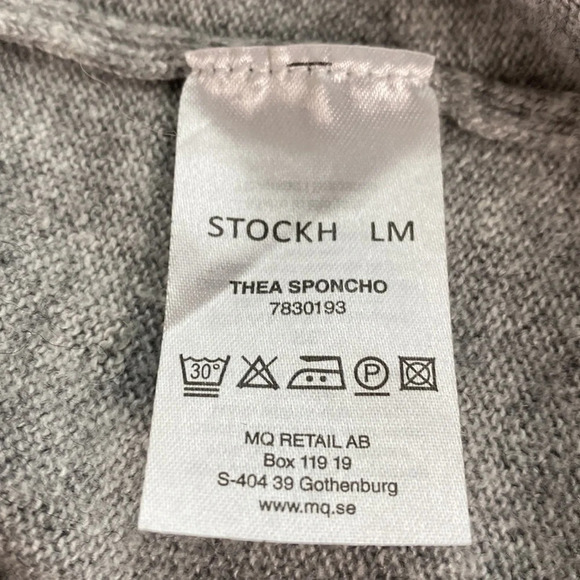 Stockh LM Gray Wool Cashmere Blend Quiet Luxury Asymmetrical Preppy Thea Poncho - Picture 7 of 8